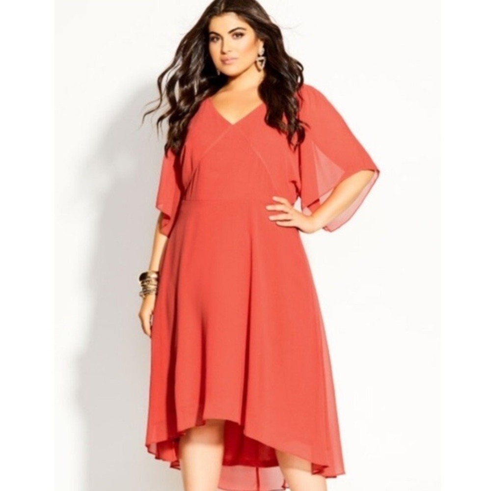 NWT City Chic Adore Dress - fruit punch Size 24 - tie back chiffon